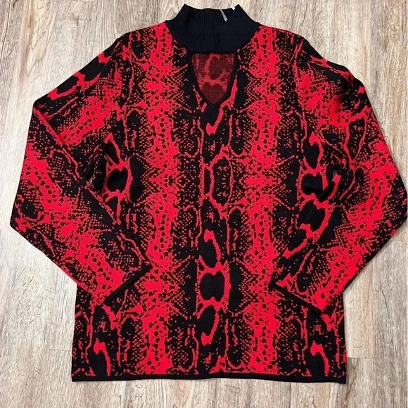 Inner Circle • Snake Print Keyhole Sweater - Picture 2 of 8